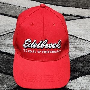 VINTAGE EMBROIDERED EDELBROCK 75 YEARS OF PERFORMANCE CAP HAT 1938-2013